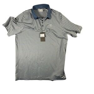 KJUS Golf Polo Men 50 M Blue Striped New Short Sleeve Comfort Fit Performance